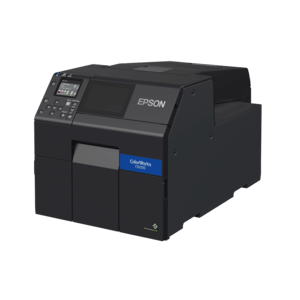 Epson ColorWorks C6000 Series colour label printer, 112 mm media, 85 mm/s, cutter, Ethernet, USB, black