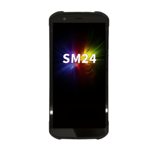 M3 Mobile SM24, Android, 6" HD+ display, 2.4 GHz octa-core, 8GB RAM, 128GB storage, 2D imager, NFC, Wi-Fi 6E, 4G/LTE, GPS, Bluetooth 5.3, 16MP/8MP cameras, IP67 and MIL-STD-810H certified with hot-swappable battery.