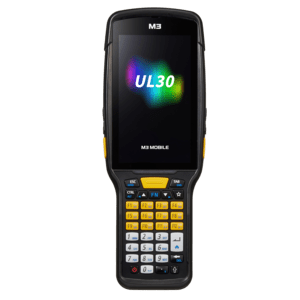 M3 Mobile UL30: 5" FHD, Android, 8GB RAM, 128GB Flash, SE4770 2D Imager, 35 keys (Functional Numeric), Wi-Fi ac, Bluetooth 5.3, NFC, IP67, 6700mAh hot-swap battery.